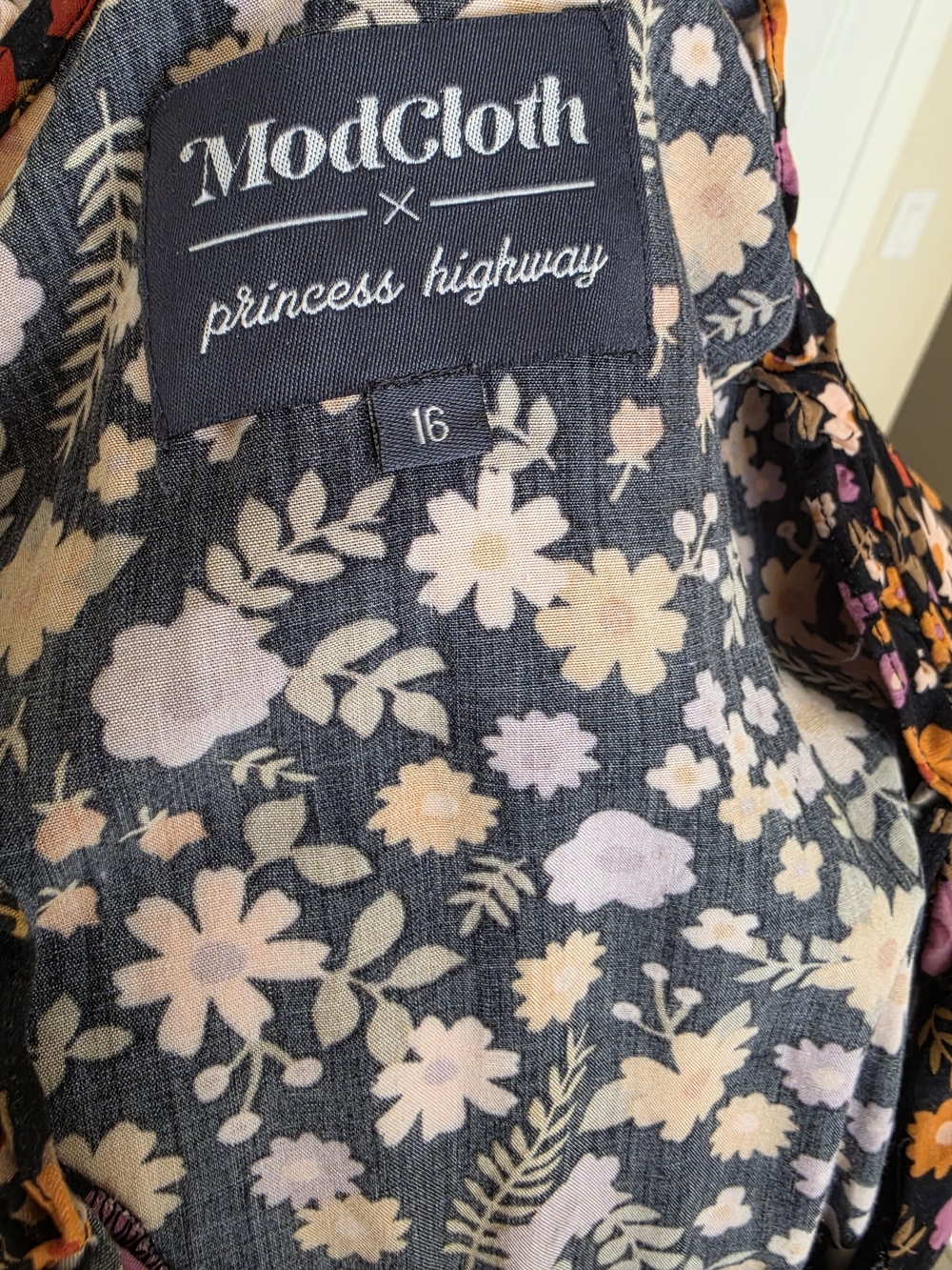 ModCloth Black Mini Dress with Orange & Pink Floral Print - Picture 3 of 4